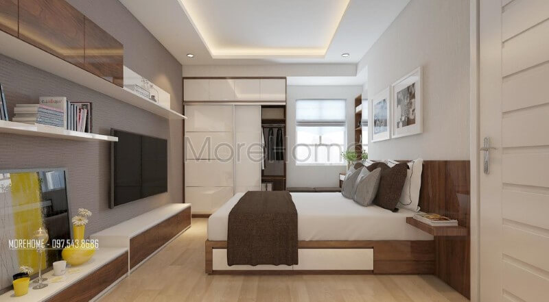 Thiết kế nội thất phòng ngủ master chung cư trẻ trung Mẫu nội thất chung cư