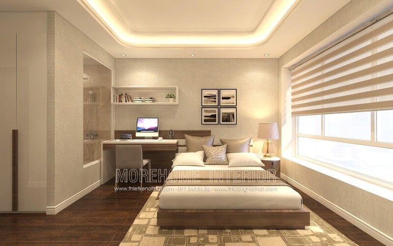 Mẫu giường ngủ 1 người được làm từ chất liệu gỗ An Cường được tẩm sấy chống ẩm kĩ lưỡng mang lại độ bền cao không kém gì so với gỗ tự nhiên