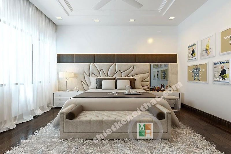 Bộ tranh canvas treo tường phòng ngủ làm cho bức tường trở nên ấn tượng và giúp bức tường không bị cứng rắn.